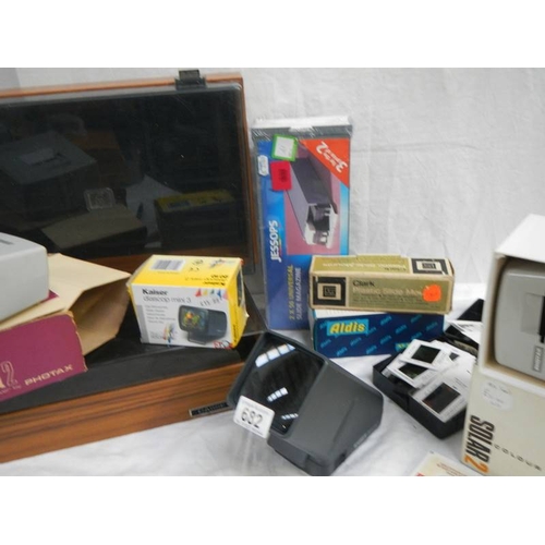 682 - 2 Cassette trays, film slide cases, slide viewers etc.,