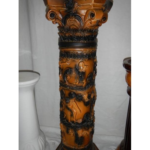 686 - 3 good ceramic jardiniere stands, tallest 64 cm.