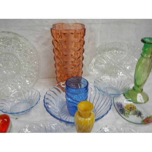 690 - A mixed lot of coloured and other glass ware, in good condition.