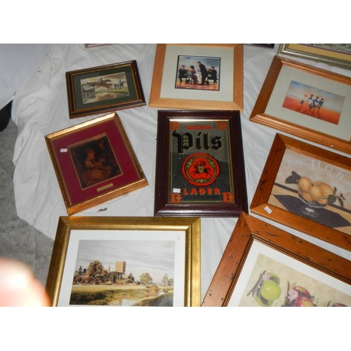 694 - 14 framed and glazed pictures.