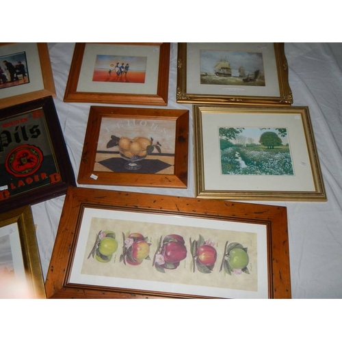 694 - 14 framed and glazed pictures.