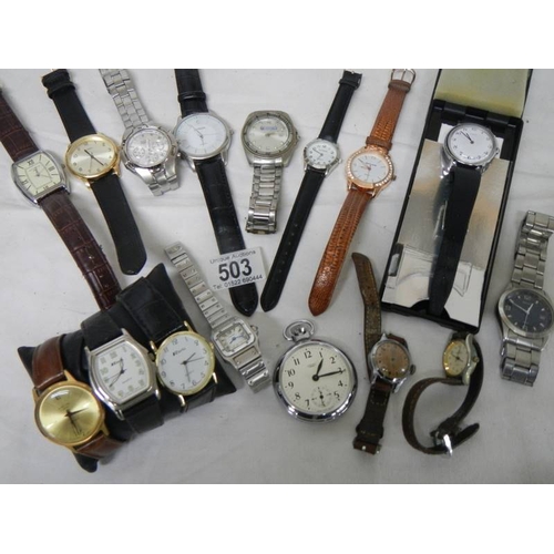 503 - 16 ladies and gents wrist watches.