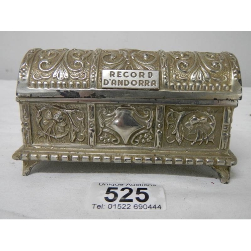 525 - A good domed top trinket box with blue lining.