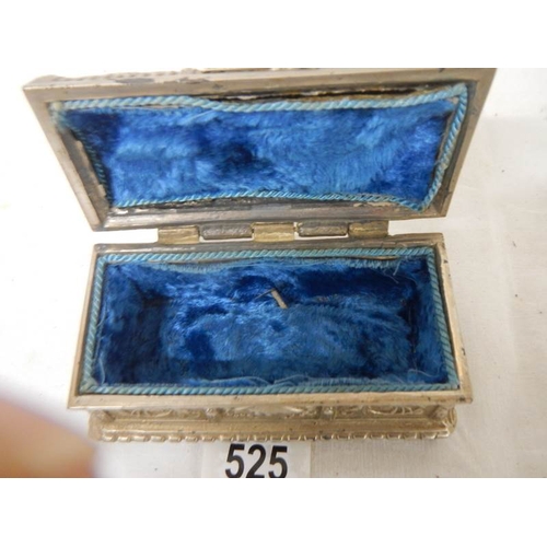 525 - A good domed top trinket box with blue lining.