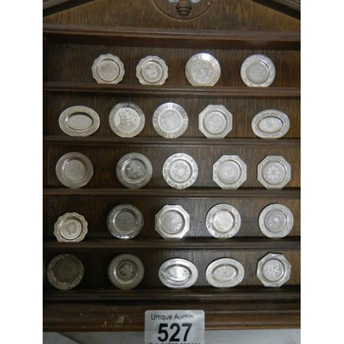 527 - 24 miniature historical English silver plates (should be a set of 25 but one missing).