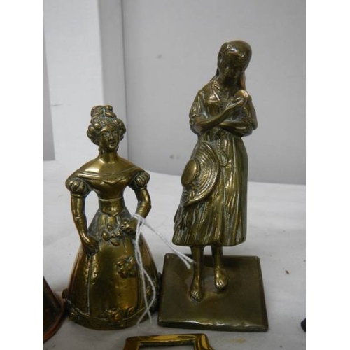 529 - A mixed lot of brass ware including miniature lantern, marble base figure etc.,