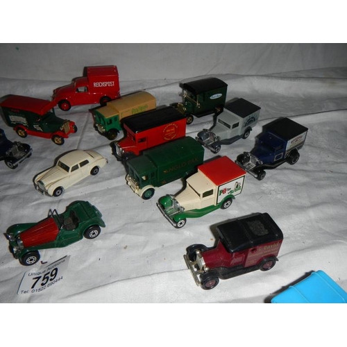 759 - Approximately 20 die cast model cars.