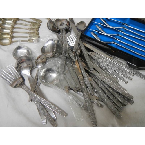 788 - A mixed lot of cutlery including boxed sets, sugar nips etc.,