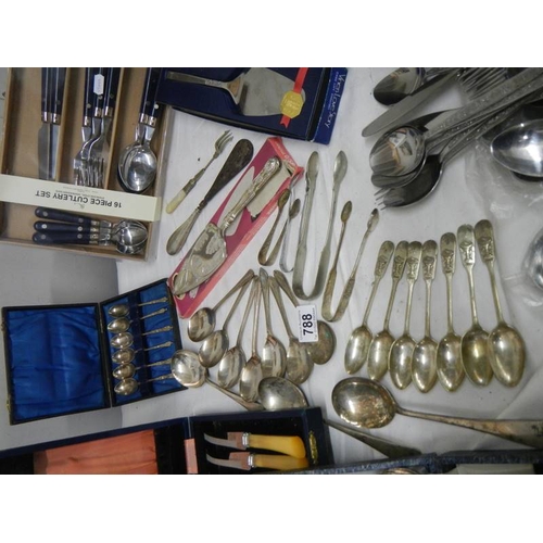 788 - A mixed lot of cutlery including boxed sets, sugar nips etc.,