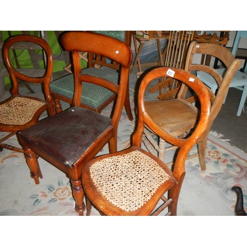 831 - 6 old chairs including a pair of bedroom chairs.