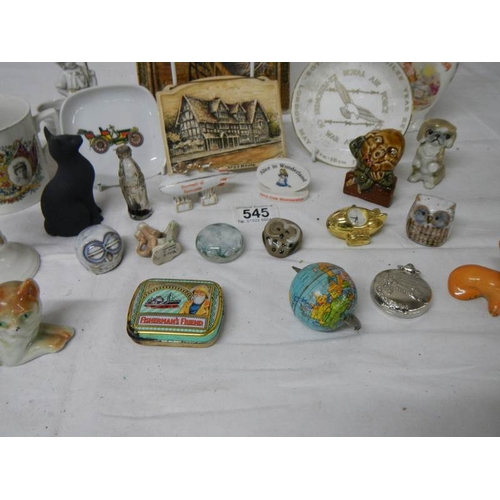 545 - A mixed lot including Osborne plaque, Royal Worcester Prisoner of War dish, Wade, Tweedsmuir glass p... 