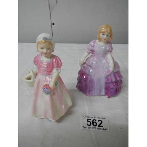 562 - 2 Royal Doulton figurines, Tinker Bell 12 cm and Rose 11 cm.