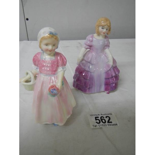 562 - 2 Royal Doulton figurines, Tinker Bell 12 cm and Rose 11 cm.