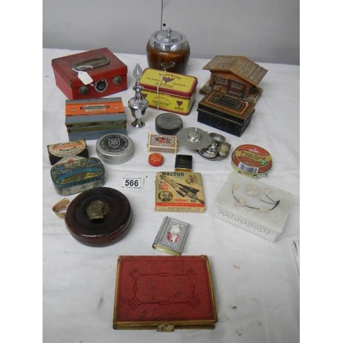 566 - An interesting lot including advertising items, boxes, Book of Common Prayer etc.,