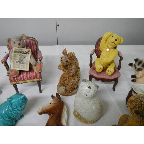 567 - Approximately 24 assorted china animals etc., including dogs, bears on chairs etc.,