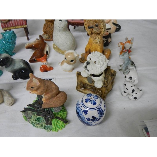 567 - Approximately 24 assorted china animals etc., including dogs, bears on chairs etc.,