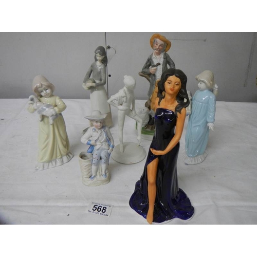 568 - A good lot of assorted figures including Coalport bisque Royal Ballet figure, 7 in total.