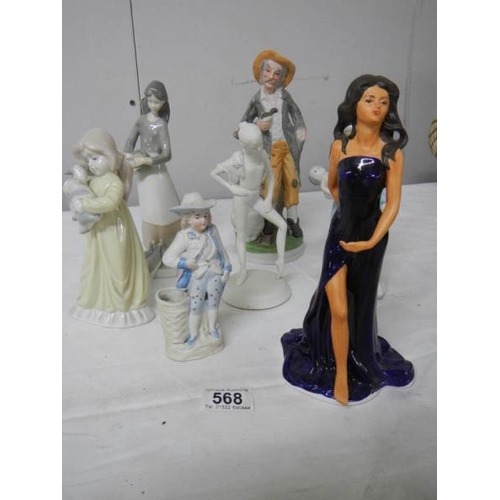 568 - A good lot of assorted figures including Coalport bisque Royal Ballet figure, 7 in total.