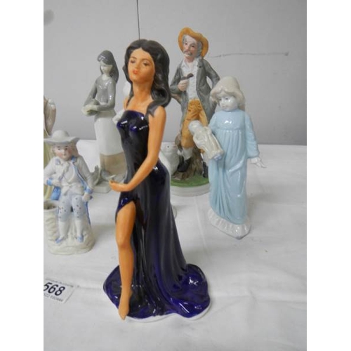 568 - A good lot of assorted figures including Coalport bisque Royal Ballet figure, 7 in total.