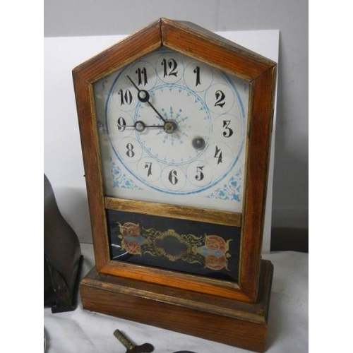 604 - 2 old mantel clocks for spare or repair although springs ok.