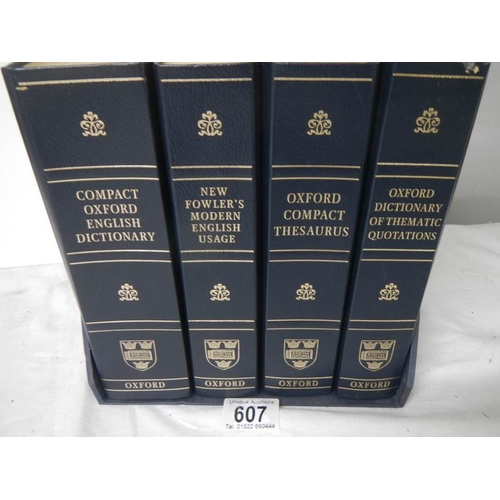 607 - A set of 4 gilded edge Oxford Dictionaries.