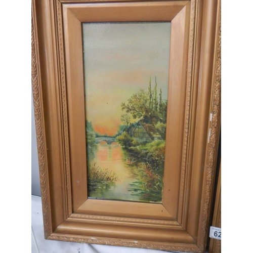 620 - A pair of good framed rural scenes.  36 cm wide x 58 cm high.