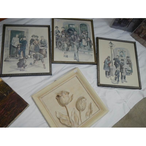 631 - Approximately fifteen assorted pictures including dog studies, Cries of London prints etc.,