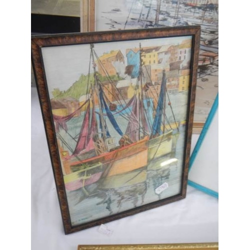 678 - 4 framed and glazed nautical scenes including watercolours.