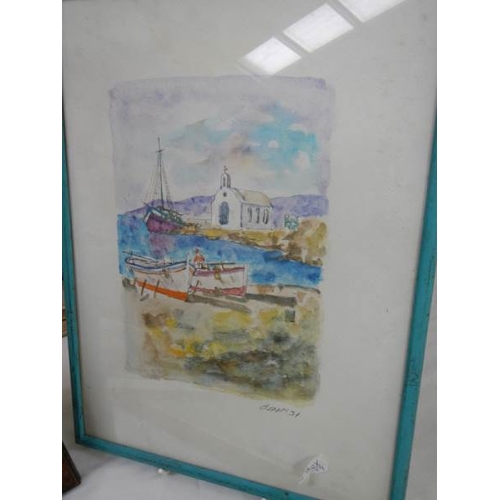 678 - 4 framed and glazed nautical scenes including watercolours.