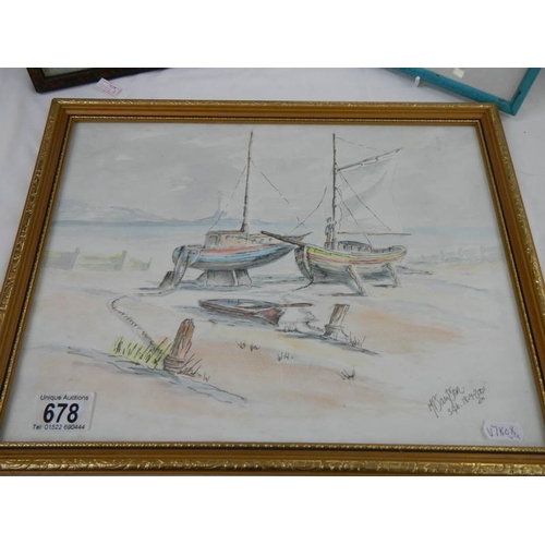 678 - 4 framed and glazed nautical scenes including watercolours.