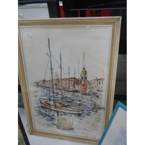 678 - 4 framed and glazed nautical scenes including watercolours.