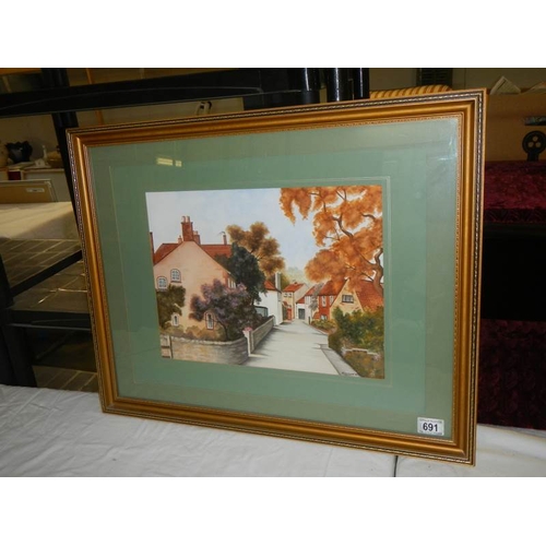 691 - A framed and glazed watercolour signed Rhymce '99.