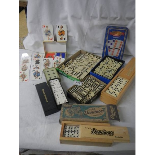 717 - 6 sets of dominoes and 2 sets of playing cards.