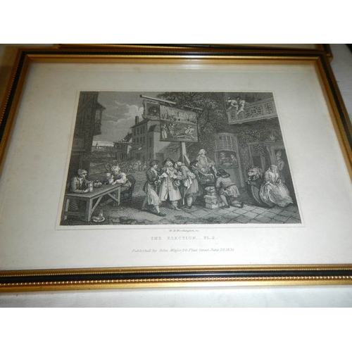 734 - 5 framed and glazed engravings.