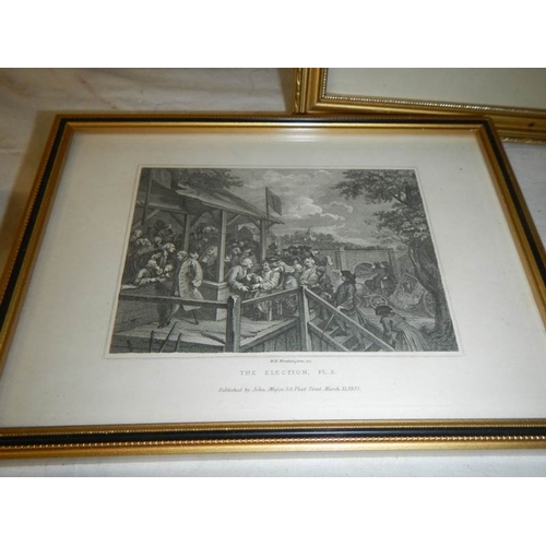 734 - 5 framed and glazed engravings.