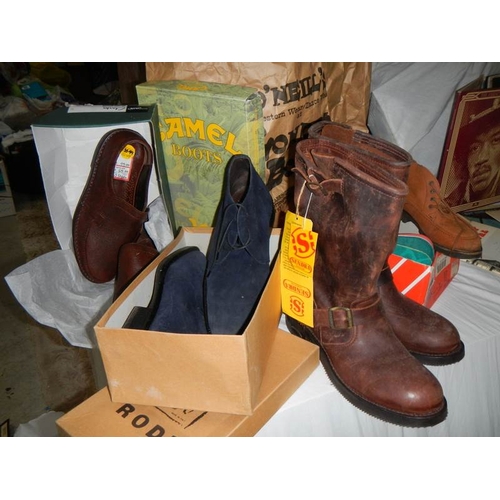 787 - A new with tags genuine Seidra size 9 cowboy boots and 3 other pairs of boxed shoes including size 1... 