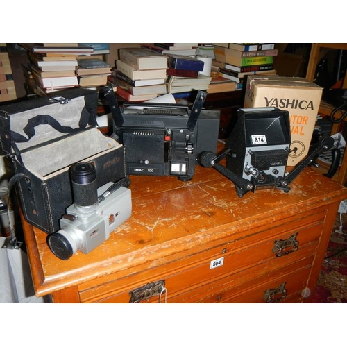 814 - A quantity of projectors and a Yashica 8mm editor.