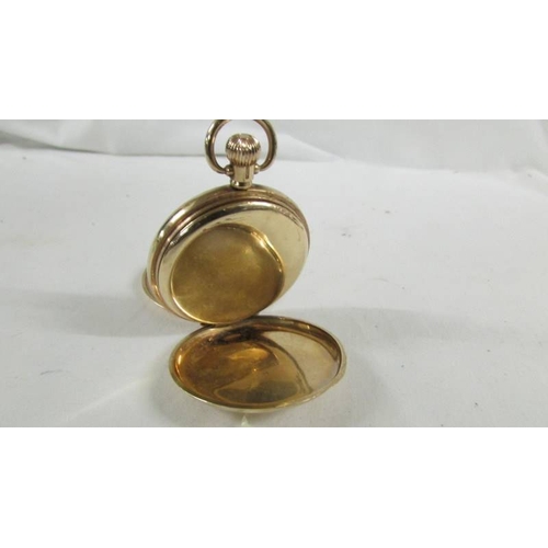 141 - A 9ct gold cased full hunter pocket watch, Swiss movement No. 40502 by Thomas Russell & Son of Liver... 
