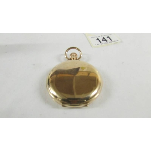 141 - A 9ct gold cased full hunter pocket watch, Swiss movement No. 40502 by Thomas Russell & Son of Liver... 