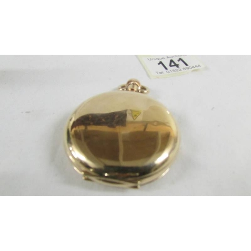 141 - A 9ct gold cased full hunter pocket watch, Swiss movement No. 40502 by Thomas Russell & Son of Liver... 