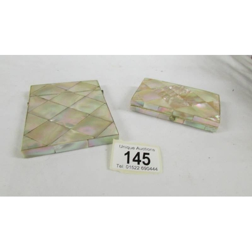 145 - 2 19th century mother of pearl card cases.
