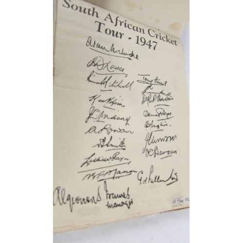 154 - An autograph with 1946/47 cricket related signatures including Hammond, Woolley, Hardstaff and South... 
