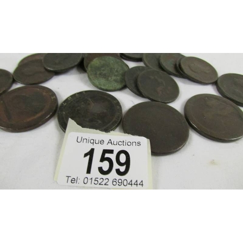 159 - 4 cartwheel pennies and 22 other coins.