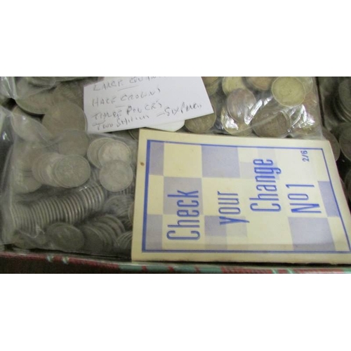165 - A large quantity of half crowns, florins, sixpences and three penny bits.