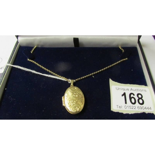168 - A 9ct gold locket and chain.  8.8 grams.