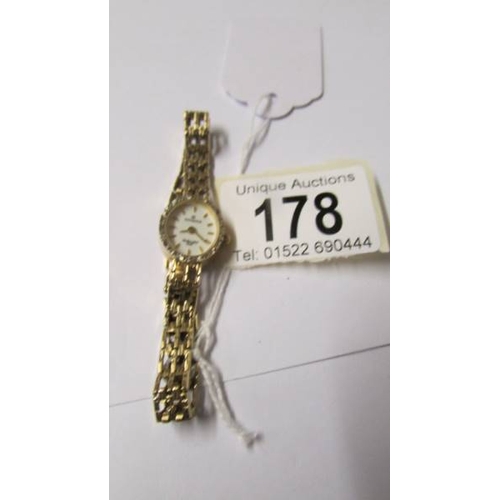 178 - A 9ct gold ladies wrist watch.
