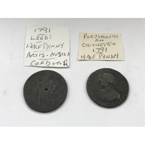 163 - A selection of old tokens, pennies and half pennies.
