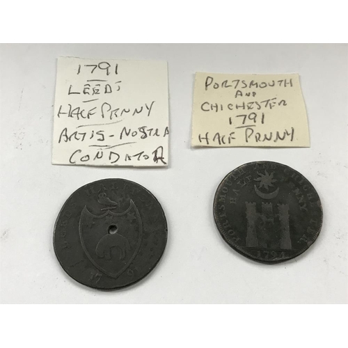 163 - A selection of old tokens, pennies and half pennies.