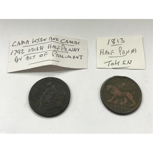 163 - A selection of old tokens, pennies and half pennies.