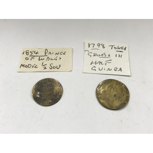 163 - A selection of old tokens, pennies and half pennies.